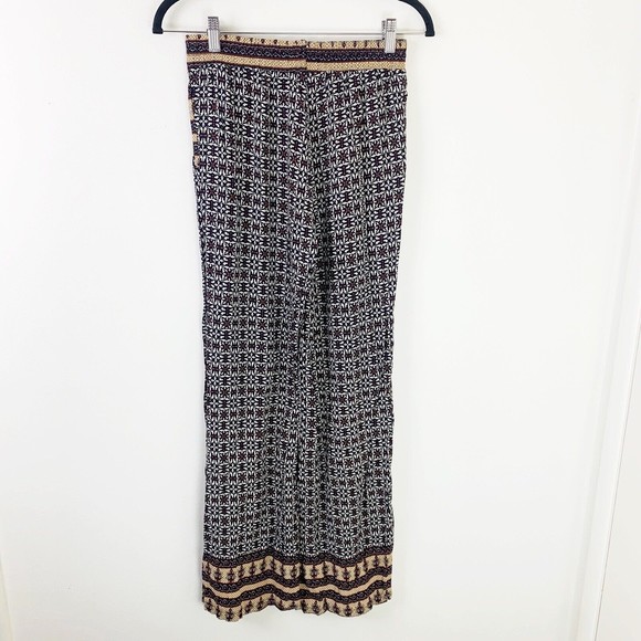 The Hanger Palazzo Pants Small Elastic Waist Wide Leg Pull On Boho Festival S - Picture 4 of 5